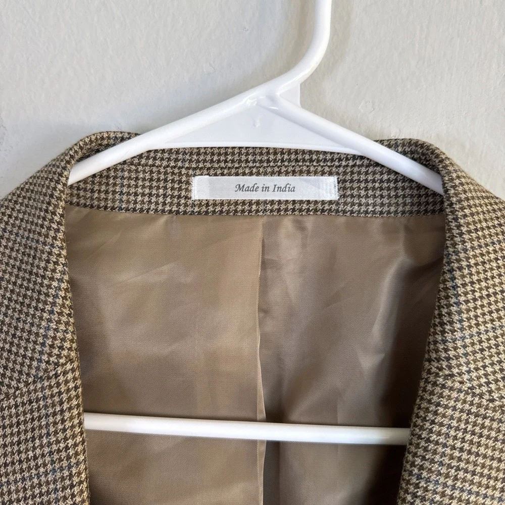 Lauren Ralph Lauren Blazer 48L‎ Plaid Patch Brown Sport Coat Suit Jacket